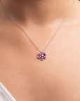 Collana Flower Zirconi Fucsia