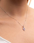 Collana Croce Zirconi Fucsia