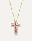 Collana Croce Fucsia Square