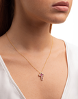 Collana Croce Fucsia Square