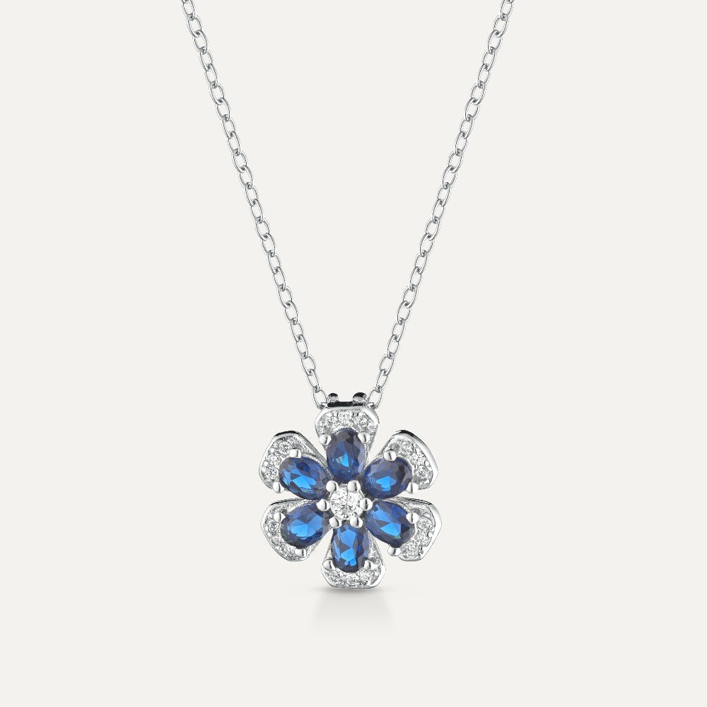 Collana Flower Zirconi Blu