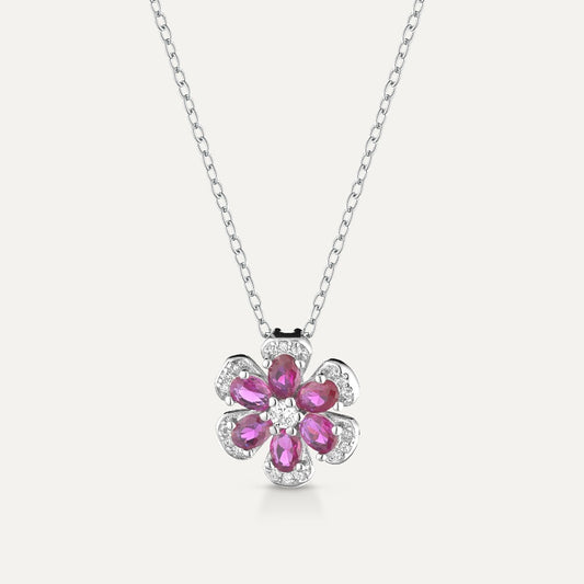 Collana Flower Zirconi Fucsia