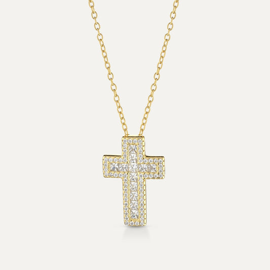 Collana Croce Gold Square